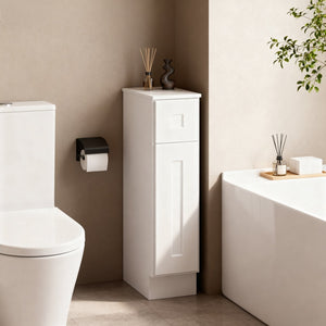 English Elm White Shaker Solid Wood Single Door Base Cabinet For Kitchen, Laundry & Bath - Adjustable Shelves! T2950P361475-GIGA