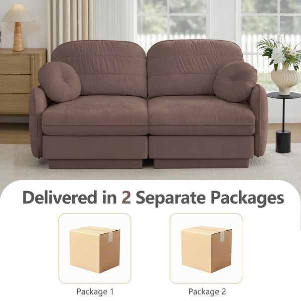 English Elm Chenille Cloud Loveseat with Quilted Back Cushions Deep Foam Seat Modern Living Room Sofa Rose Dust W714S01774