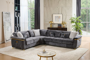 English Elm Argo Contemporary L-shaped Sectional Sofa with Steel Base and Six Seat Capacity Gray B009S02185