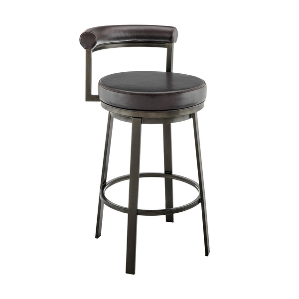 English Elm Reuben Swivel Counterstool with Faux Leather Seat and Industrial Black Metal Frame Brown B2736P464848