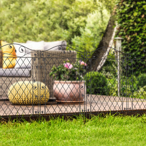 English Elm Outsunny Steel Garden Fence Panels 4 Pack Rust Resistant Decorative Vine Border Yard W2225P217553