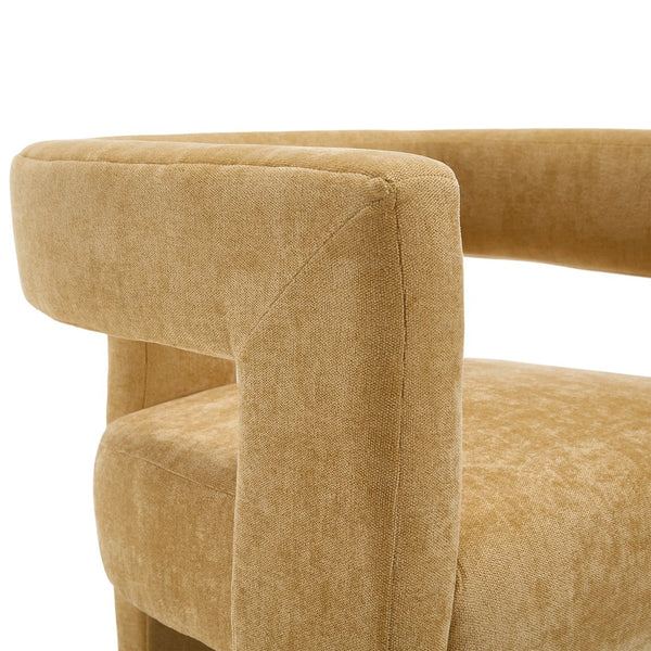 English Elm United We Win Chenille Barrel Accent Armchairs Set of Two for Living Room Dining Yellow W1568P389274