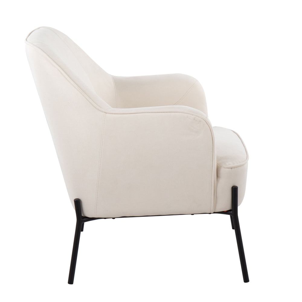 English Elm Daniella Bucket Accent Chair Woven Cream Upholstery with Black Metal Legs Modern Style B202P223484