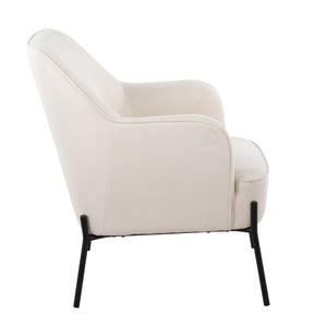 English Elm Daniella Bucket Accent Chair Woven Cream Upholstery with Black Metal Legs Modern Style B202P223484