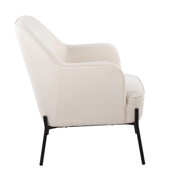 English Elm Daniella Bucket Accent Chair Woven Cream Upholstery with Black Metal Legs Modern Style B202P223484