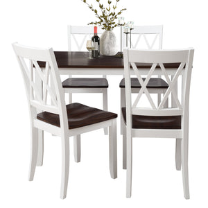 English Elm Topmax Five Piece X-back Dining Set with Solid Wood Legs and Acacia Veneer Top N717S000088K