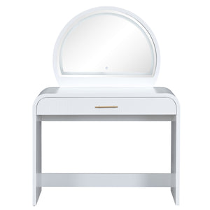English Elm 39" Makeup Vanity Table with Touchscreen LED Mirror, Sleek Dressing Table with Drawer and Glass Top - Durable Rubberwood, Fast Assembly White N704P196658K