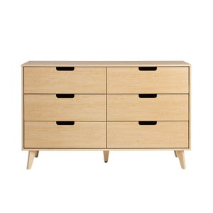 English Elm Walker Edison - Mid-Century Hans 6-Drawer Dresser with Durable MDF, UV Foil Finish, Warp-Resistant, Smooth Slides Brown 56.5 L x 20 W x 8 H B185P169061