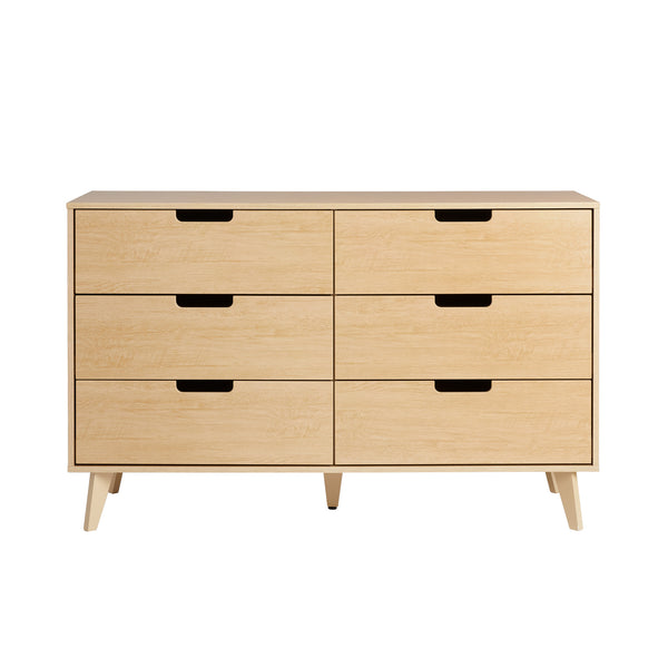 English Elm Walker Edison - Mid-Century Hans 6-Drawer Dresser with Durable MDF, UV Foil Finish, Warp-Resistant, Smooth Slides Brown 56.5 L x 20 W x 8 H B185P169061
