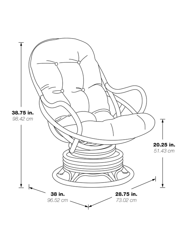 OSP Home Furnishings Tahiti Rattan Swivel Rocker White