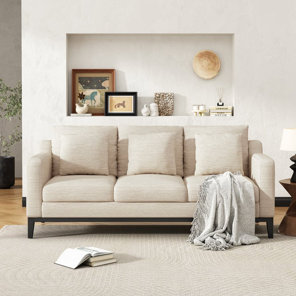 English Elm Mirod Three Seat Sofa Birch Legs Pocket Spring Support Contemporary Living Room Beige N760P243326A