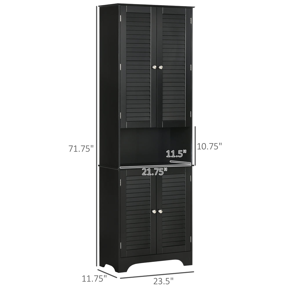 English Elm Black Tall Narrow Mdf Storage Cabinet with Doors Adjustable Shelves Bathroom Tower T3971P416286