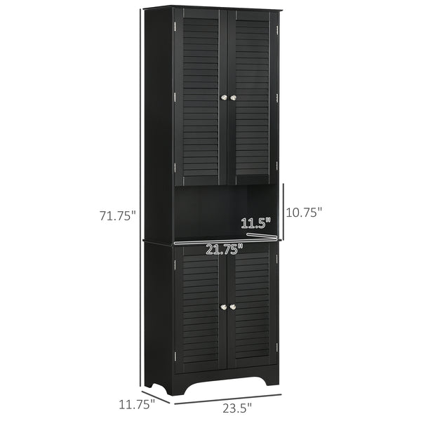 English Elm Black Tall Narrow Mdf Storage Cabinet with Doors Adjustable Shelves Bathroom Tower T3971P416286