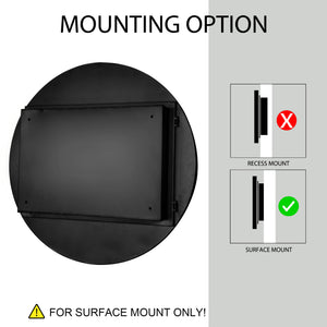English Elm 23.6 Inch Round Matte Metal Medicine Cabinet with Mirrored Door and Adjustable Shelves Black W1435P312263
