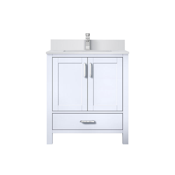 English Elm White 30 in. Bath Vanity with Cultured Marble Top, Soft-Close Drawer, Chrome Faucet Included B2731P258996