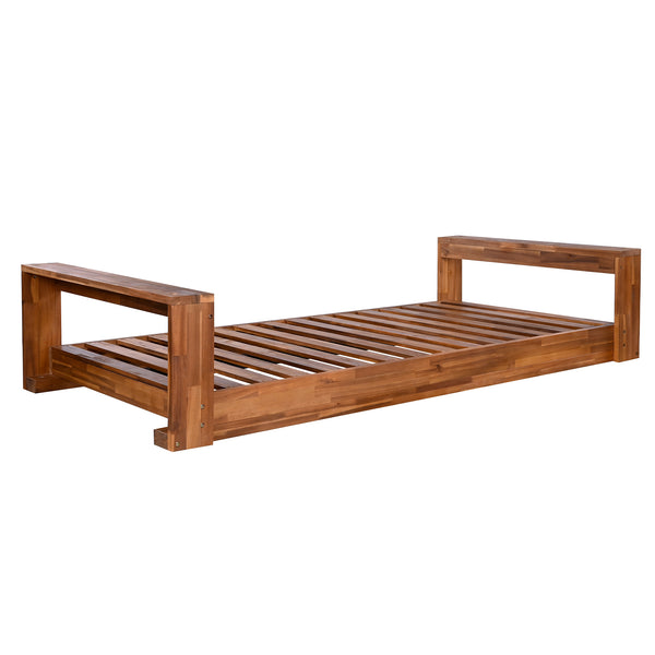English Elm TOPMAX Twin Size Porch Swing Bed Crafted from Durable Acacia Wood with 400lb Capacity and Hemp Ropes Natural N717P210135N