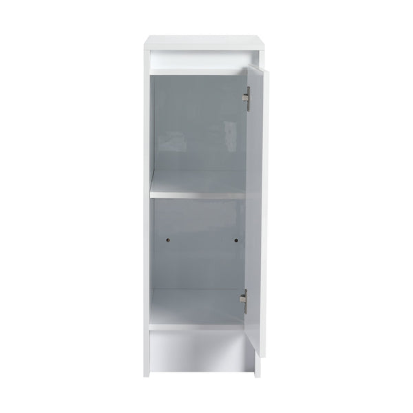 English Elm 12" Freestanding Bathroom Storage Cabinet With Soft-Close Doors & Adjustable Shelves In Glossy White W999P312104
