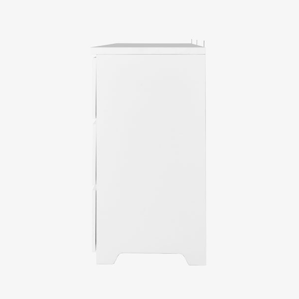English Elm 9 Drawer Handleless White Matte Dresser Sleek Minimalist Storage for Bedroom or Hallway W409S00022