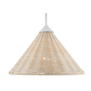 Basket White Swing-Arm Wall Sconce: Chic Coastal Design with Natural Woven Shade & Iron Frame