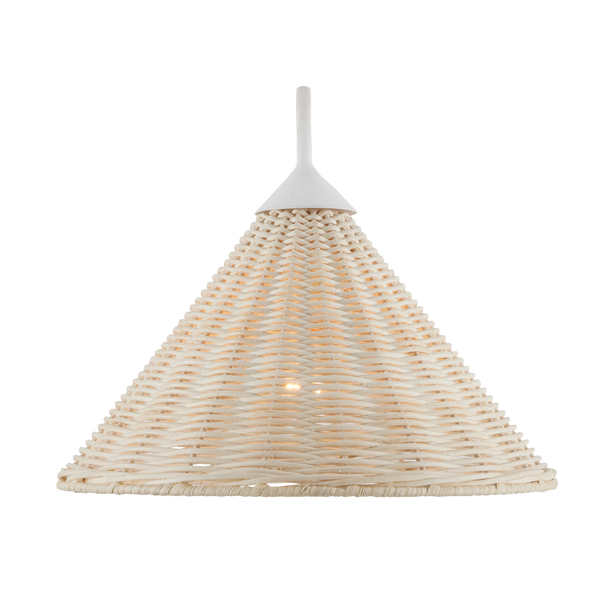 Basket White Swing-Arm Wall Sconce: Chic Coastal Design with Natural Woven Shade & Iron Frame