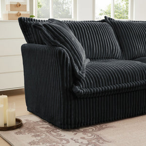 English Elm Slip-covered Deep Seat Armchair Soft Grey Corduroy with Oversized Pillows for Living Room W3041P292344