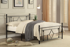English Elm 1pc Morris Full Platform Bed Black Metal Frame with Ball Finials & Quatrefoil Design, 56"x77.75" B011P207843