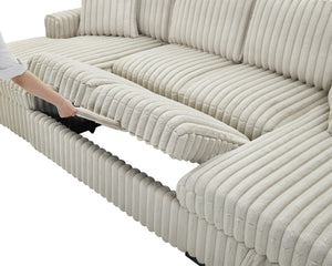 English Elm U U Shaped Sleeper Sofa with Pull-Out Bed and Hidden Chaise Storage, Plush Corduroy Comfort khaki W1417S00078