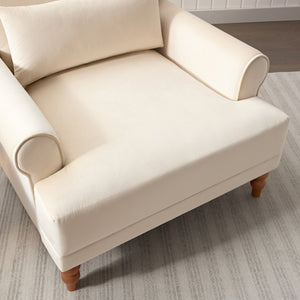 English Elm Mirod Oversized Polyester Accent Chair with Column Legs and Ergonomic Lumbar Support Beige N760S0000028B