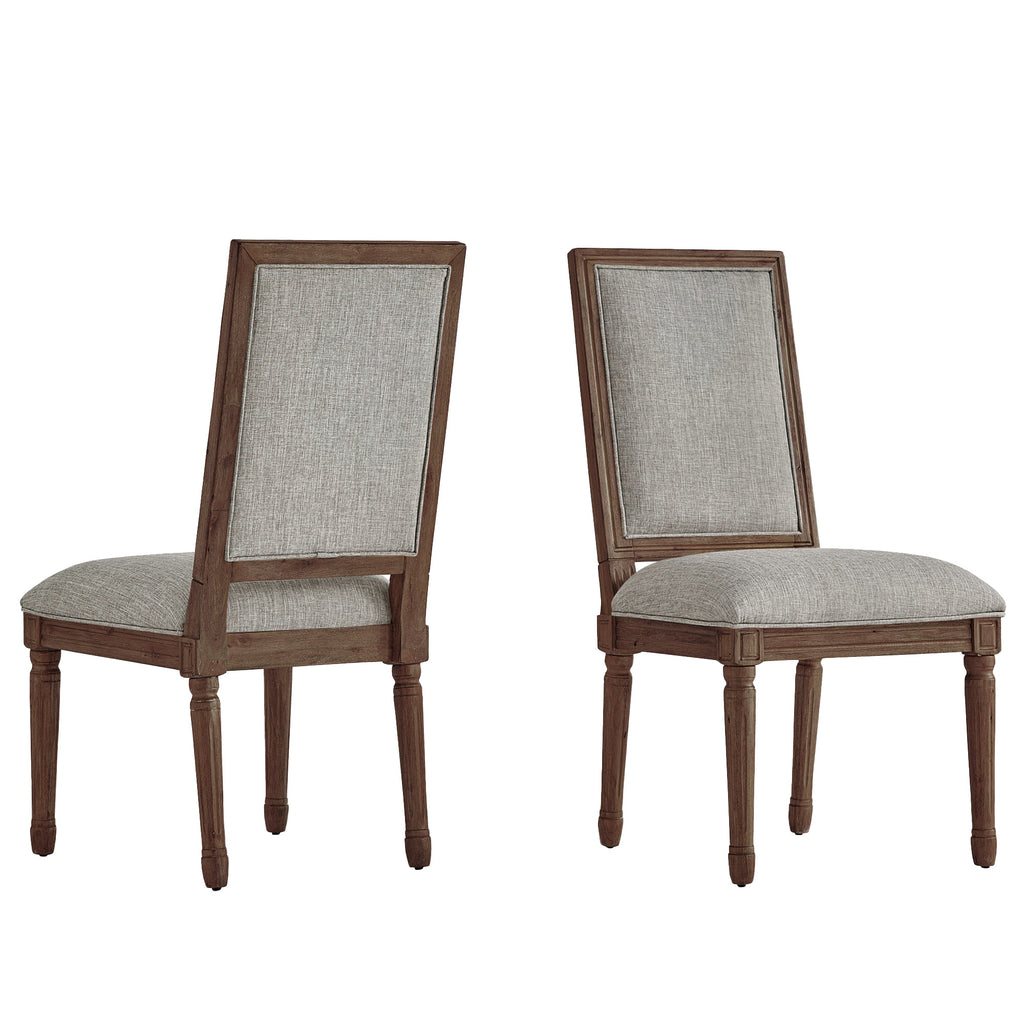 Homelegance By Top-Line Mayer Rectangular Linen and Wood Dining Chairs (Set of 2) Grey Rubberwood