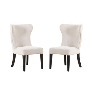 Pasargad Elara Upholstered Dining Chair Set - 2 Elegant Pieces With Nailhead Detail In Ivory Ivory Polyester Pzw-2066