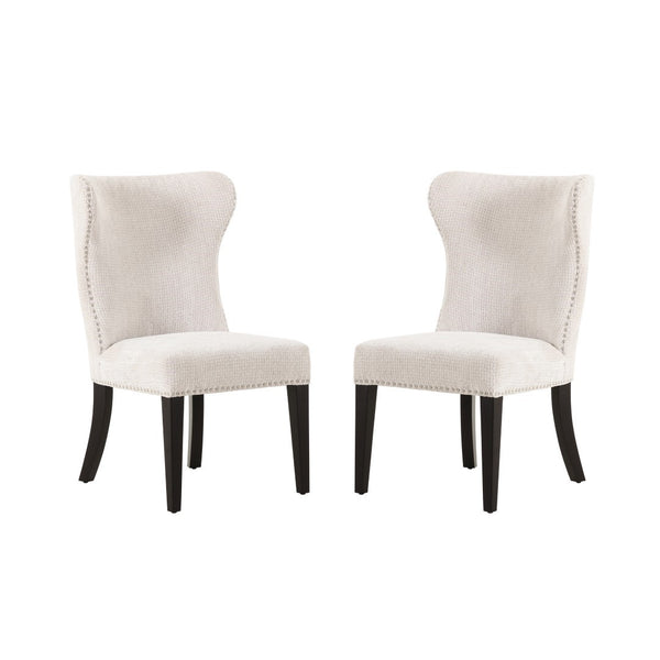 Pasargad Elara Upholstered Dining Chair Set - 2 Elegant Pieces With Nailhead Detail In Ivory Ivory Polyester Pzw-2066