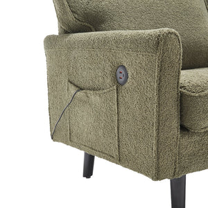 English Elm Loveseat Modern Mid-Century 2-Seater with USB Type-C Charging, Removable Zippered Covers, Sturdy Wood Legs Green W395P238825