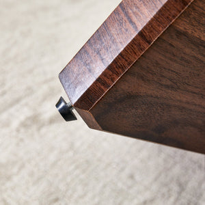 English Elm Round glass coffee table with tempered clear top, walnut MDF legs, adjustable anti-slip feet, modern centerpiece W1151P230572