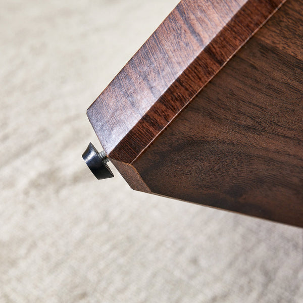 English Elm Round glass coffee table with tempered clear top, walnut MDF legs, adjustable anti-slip feet, modern centerpiece W1151P230572