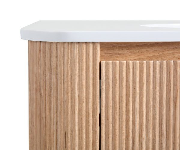 English Elm Arcora 36 Inch Wall Mounted Floating Bathroom Vanity With Curved Sink, Soft Close Drawer & Modern Design W3235P336190