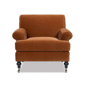 English Elm Alana Barrel Accent Armchair Velvet Upholstered with Rolling Casters for Living Rooms B2719P479034