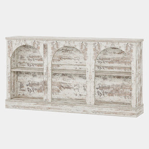 English Elm Sleek Wood Grain Console Table Geometric Base Slim Entryway Sofa Foyer Accent T3971P461558