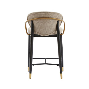 English Elm Counter Stools Set of 2 Matte Black Metal Frame Gold Tipped Legs Kitchen Island Seating Light Brown N771P405166W