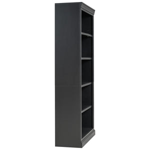 English Elm 83.4" Tall Wood Bookcase with LED Light Strip, 5-Tier Adjustable Shelves, Cable Hole, Modern Black Storage Organizer N751S246934B