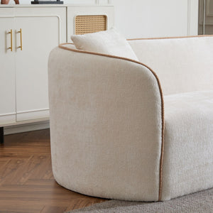 English Elm Coral Boucle Curved Sofa Sculptural Three Seater for Modern Living Spaces N773P240634S_N773P240653S