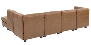 English Elm Faux Leather Modular Sectional Sofa Reconfigurable Pu Upholstery Living Room B2748S00046