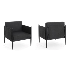 English Elm Christopher Knight Home® - DAWSON Black Aluminum Outdoor Club Chairs - 2PCS Water-Resistant Cushions, Sturdy Rustproof Frame N775P247810B