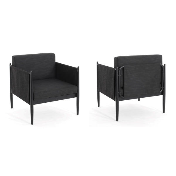 English Elm Christopher Knight Home® - DAWSON Black Aluminum Outdoor Club Chairs - 2PCS Water-Resistant Cushions, Sturdy Rustproof Frame N775P247810B