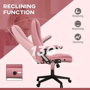 English Elm Homcom High Back Heated Massage Office Chair With 6 Vibration Points & Remote, Pink Ergonomic Comfort W2225P217507