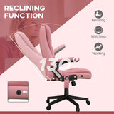 English Elm Homcom High Back Vibration Massage Office Chair With 6 Vibration Points, Heated Reclining Pu Leather Computer Chair With Armrest and Remote, Pink