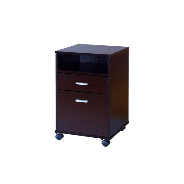 English Elm Desk with Rolling File Cabinet Two Storage Drawers Warm Cocoa Finish Home Office B056P416989
