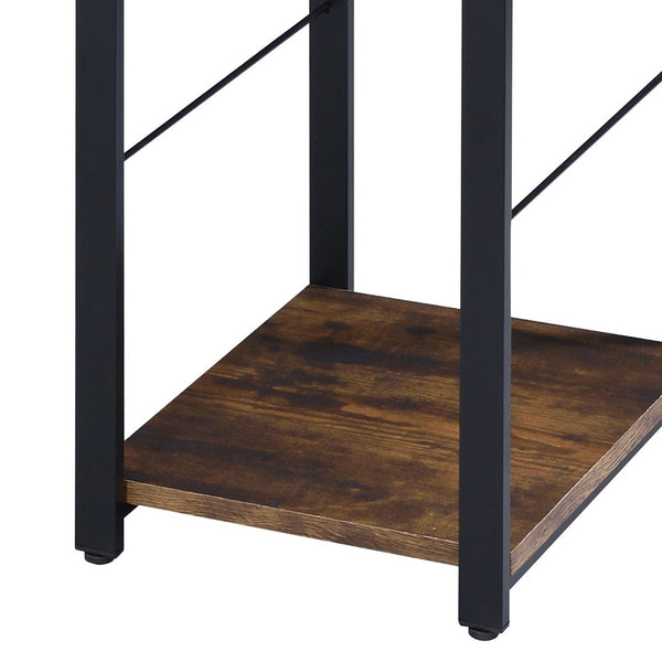 English Elm Weathered Oak And Black Writing Desk With 2 Open Shelves - Stylish Industrial Home Office Solution B062P184541-GIGA