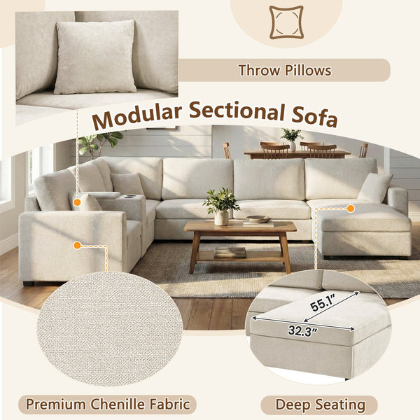 English Elm Swivel Barrel Accent Chair Chenille Tufted Round Club Seat for Living Room Lounge Beige N719S002350A