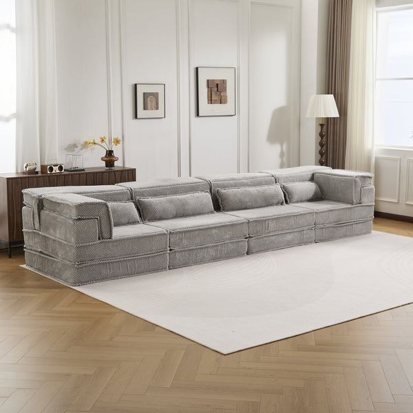 English Elm Compression Boneless Modular Sofa Bed - Versatile, Plush 4-Seater With Pillows, No Assembly Needed! W3723S00032