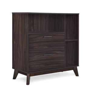 English Elm Christopher Knight Home® - CABINET mid-century modern faux wood storage console with splayed legs, drawers & cubby shelves Wenge 67351.00WENG
